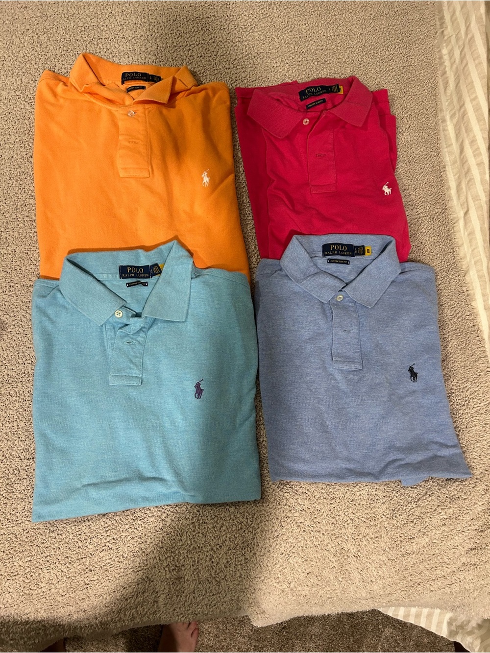 Polo by Ralph Lauren Orange, Pink, Light Blue & Heather Blue Polo Shirt Bundle